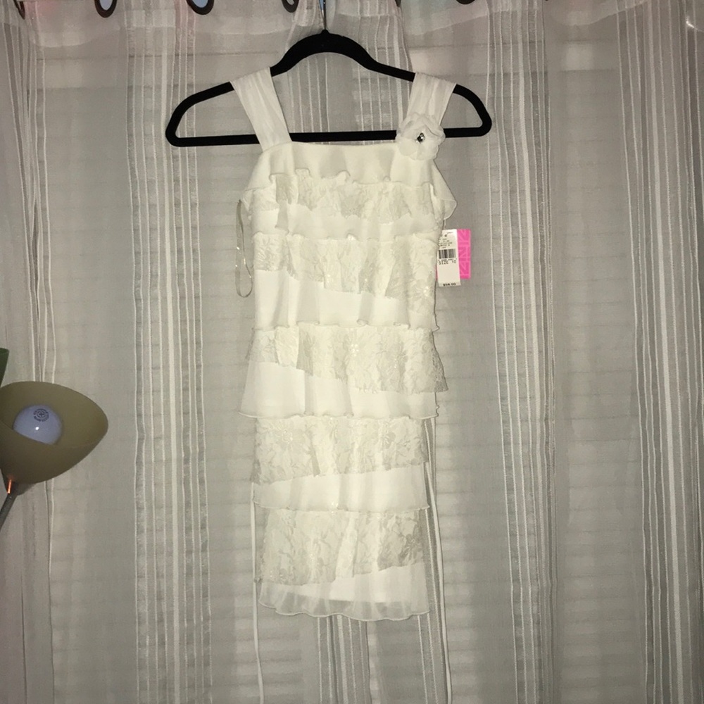 white lace ruffled tank top dress